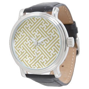 Sayagata Muster, Japanisch, Gold und Weiß Armbanduhr