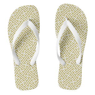 Sayagata-Muster, Japanisch, Gold und Weiß Badesandalen