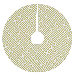Sayagata-Muster, Japanisch, Gold und Weiß Polyester Weihnachtsbaumdecke