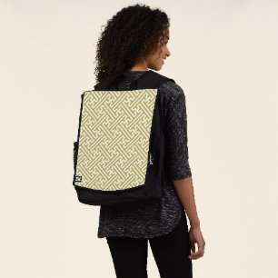Sayagata-Muster, Japanisch, Gold und Weiß Rucksack