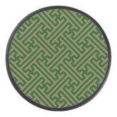 Sayagata-Muster, Japanisch, Grün und Gold Eishockey Puck (Vorderseite)
