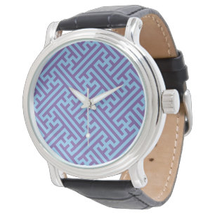 Sayagata-Muster, Japanisch, Lila und Blau Armbanduhr