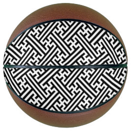 Sayagata-Muster, Japanisch, Schwarz und Weiß Basketball