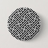 Sayagata-Muster, Japanisch, Schwarz und Weiß Button (Vorderseite)