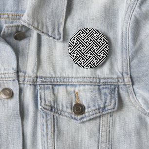 Sayagata-Muster, Japanisch, Schwarz und Weiß Button