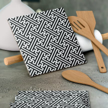 Sayagata-Muster, Japanisch, Schwarz und Weiß