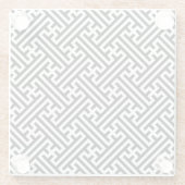 Sayagata-Muster, Japanisch, Schwarz und Weiß Glasuntersetzer (Rückseite)