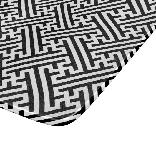 Sayagata-Muster, Japanisch, Schwarz und Weiß Schneidebrett (Ecke)