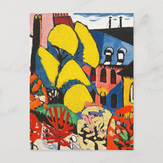 Sayen - Bäume, buntes Gemälde, Postkarte (Vorderseite)