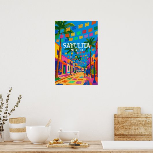Sayulita Mexico Colorful Travel Poster (Küche)