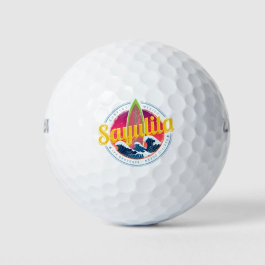 Sayulita Mexico Surfer Vintag Wave Sunset Bigwave Golfball (Vorderseite)