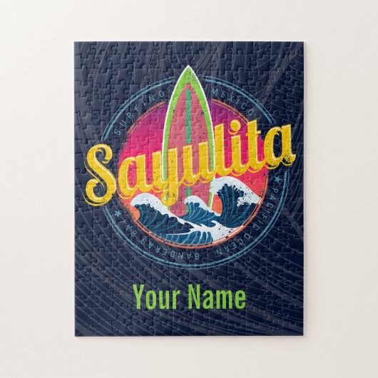 Sayulita Mexico Surfer Vintag Wave Sunset Bigwave Puzzle (Vertikal)