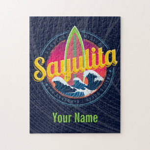 Sayulita Mexico Surfer Vintage-Welle Sonnenunterga Puzzle