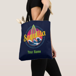 Sayulita Mexico Surfer Vintage-Welle Sonnenunterga Tasche