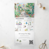 Sayulita Mexiko Zielort | Illustrierte Hochzeit Dreifach Gefaltete Einladung (Innenseite)