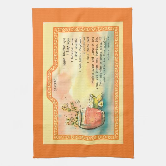 Sazerac Cocktail Rezept Geschirrtuch (Vertikal)