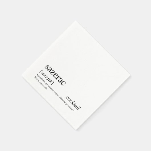 Sazerac Modern Zitat Black Typografy Cocktail Serviette (Ecke)