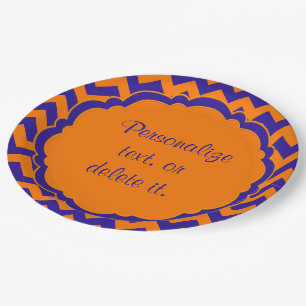 SC-Monogram Zickzack Orange-Blue Paper Teller