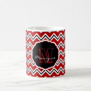 SC Monogram Zickzack, Red-White-Black-Coffee Tasse