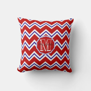 SC Monogram Zickzack, Red White Blue-Square Pillow Kissen