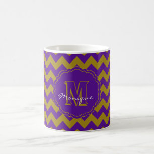 SC Monogramm Zickzack, Lila-Gold-Kaffee-Tasse Kaffeetasse