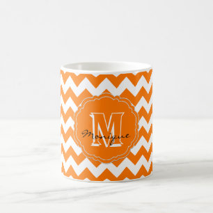 SC Monogramm Zickzack, Orange-White-Kaffee-Tasse Kaffeetasse