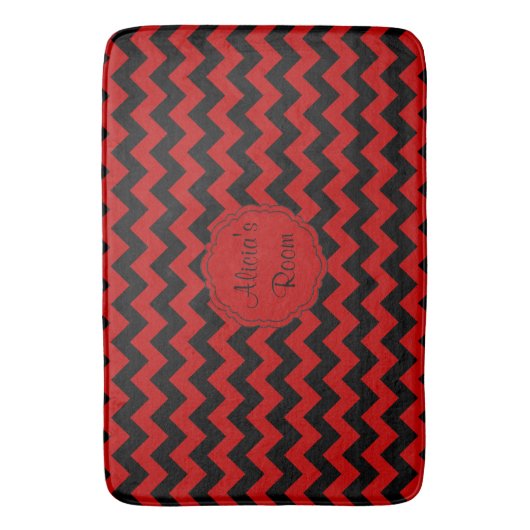 SC Zickzack Bath Mat-Red-Black Badematte (Vorderseite Vertikal)