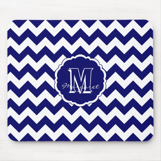 SC Zickzack Maus Pad Blue und White Dunkel Mousepad (Vorne)