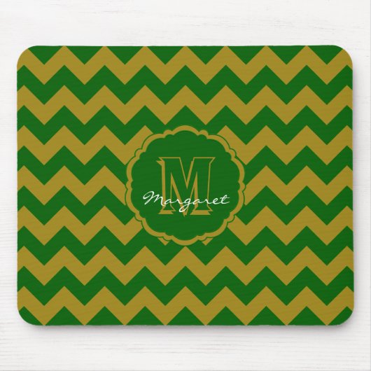 SC Zickzack Mouse Pad Green und Gold Mousepad (Vorne)