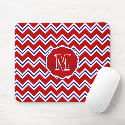 SC Zickzack Mouse Pad Red, White and Blue Mousepad (Mit Mouse)