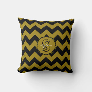 SC Zickzack, Schwarz-Gold Letter S q. Kissen