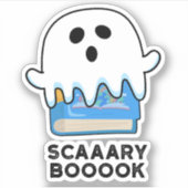 Scaaary Booook Funny Ghost Book Pub Aufkleber (Vorderseite)