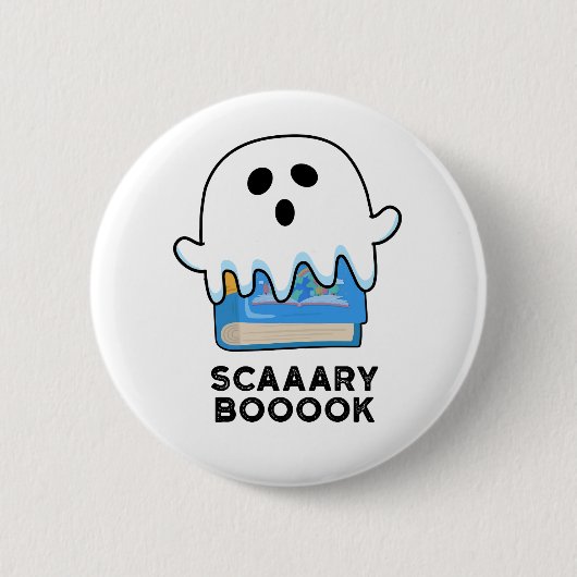 Scaaary Booook Funny Ghost Book Pub Button (Vorderseite)
