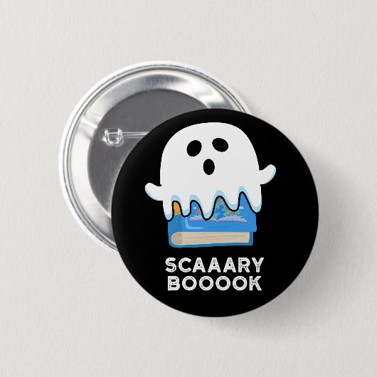 Scaaary Booook Funny Ghost Book Pub Dark BG Button (Vorne & Hinten)
