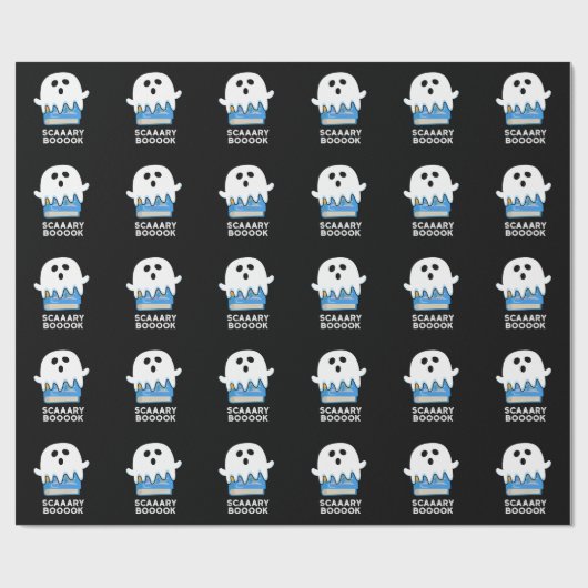 Scaaary Booook Funny Ghost Book Pub Dark BG Geschenkpapier (Flach)