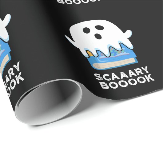 Scaaary Booook Funny Ghost Book Pub Dark BG Geschenkpapier (Rolleneckpunkt)