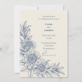 Scabiosa Delft Blau Toile Einladung