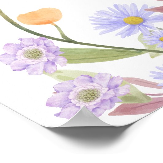 Scabiosa Wildblume Brautparty Blume Bar Poster (Ecke)