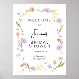 Scabiosa Wildblume Brautparty Willkommen Poster