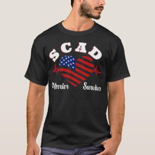 SCAD Heart Attack Survivor Flag Heartbeat USA Hear T-Shirt