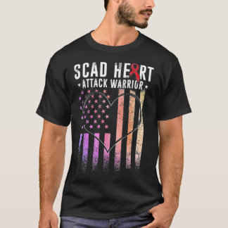 SCAD Heart Attack Survivor USA Flag Fight Warrior T-Shirt