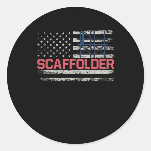 Scaffolder USA Flag Gerüstbauer Runder Aufkleber (Vorderseite)