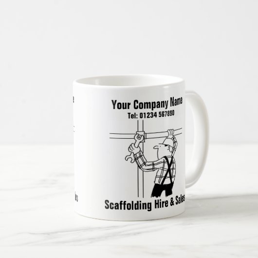 Scaffolding Hire & Sales Cartoon Kaffeetasse (VorderseiteRechts)