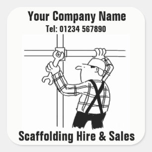 Scaffolding Hire & Sales Cartoon Quadratischer Aufkleber