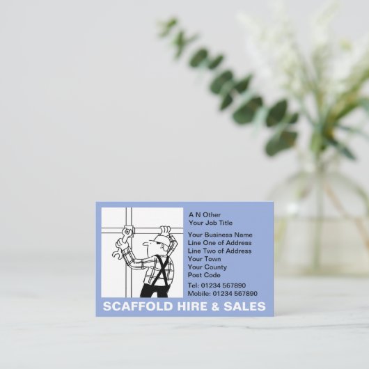 Scaffolding Hire & Sales Cartoon Visitenkarte (Stehend Vorderseite)