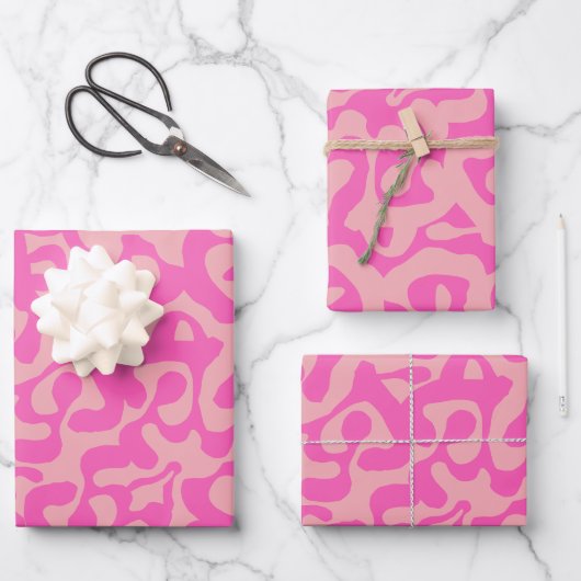 Scala Media Abstrakt Pink Modernes Preppy-Muster Geschenkpapier Set (Vorderseite)
