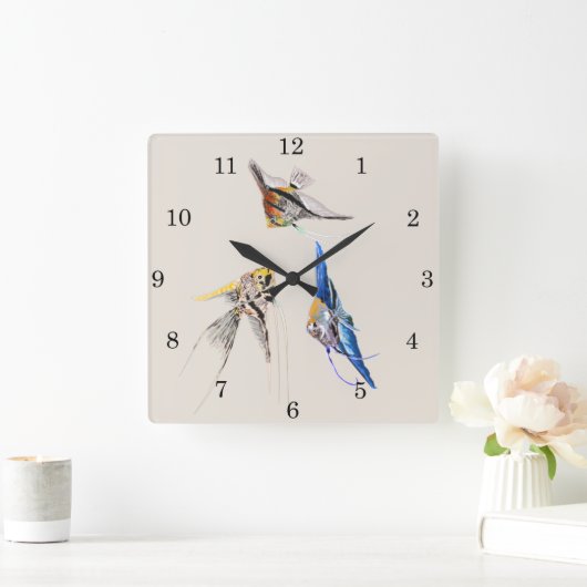 Scalar Fish Quadratische Wanduhr (Zuhause)