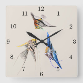 Scalar Fish Quadratische Wanduhr
