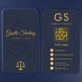 Scales of Justice Attorney at Law Navy Blue Gold Visitenkarte