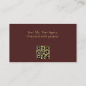 Scales of Justice Burgundy Gold Legal QR Code  Visitenkarte (Rückseite)